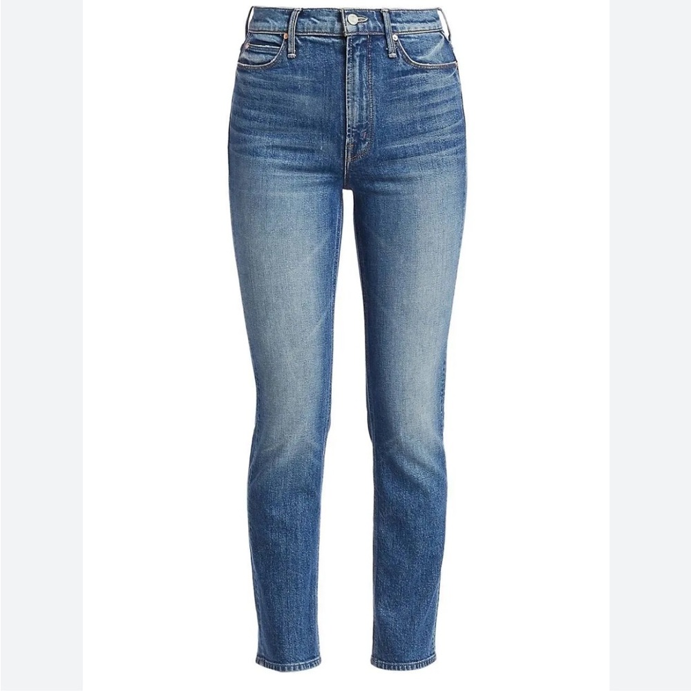 Mother Denim Dazzler High Waisted Straight Jeans in Cowboys Don't Cry 27